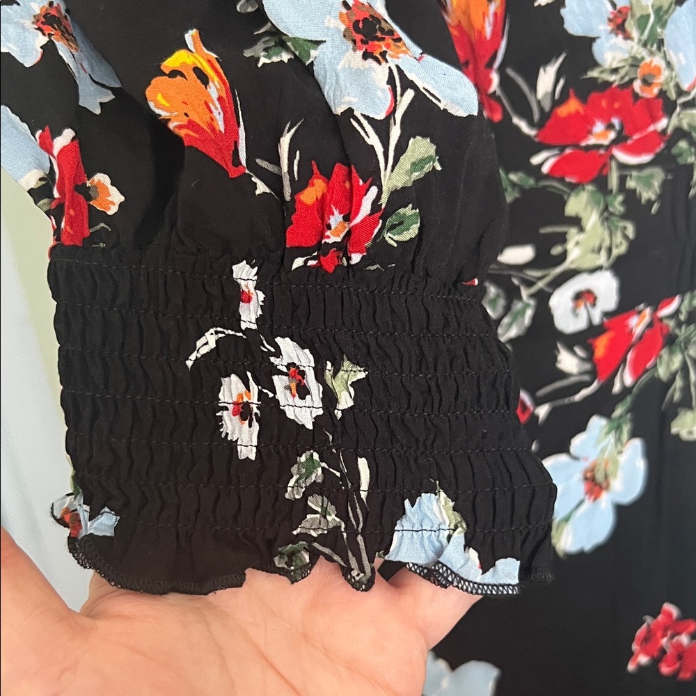 Banana Republic Black Floral Long Sleeve Dress - Picture 4 of 7